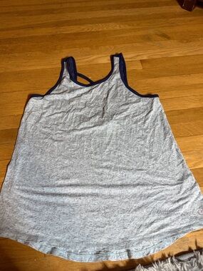 CALIA Women’s Heathered Grey/Blue Sz L Tank Top with Navy Trim NWOT
